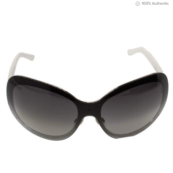 Chanel Black And Off White Oversized Sunglasses Sleek Modern Design - Picture 5 of 6